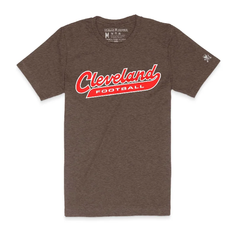 T-Shirt For Farmers-Cleveland Football Script - Unisex Crew T-shirt - Heather Brown