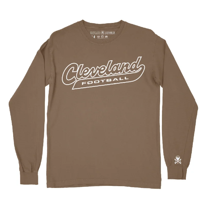 T-Shirt For Warehouse Workers-Cleveland Football Script - Unisex Long Sleeve Crew T-Shirt