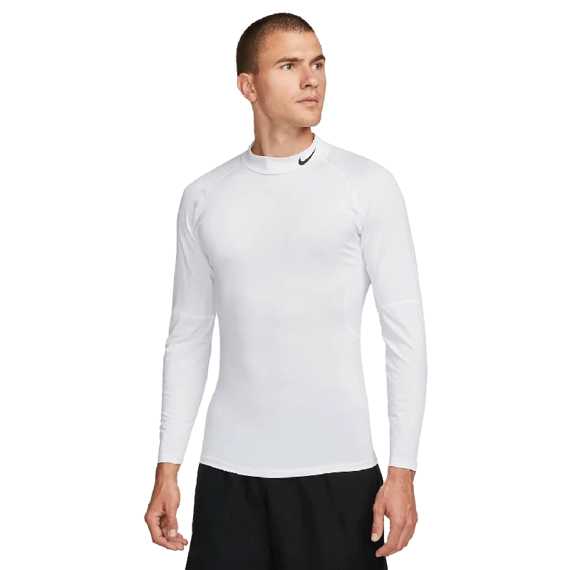 T-Shirt With Snap Buttons-Nike Pro Mock Neck Long Sleeve Tee