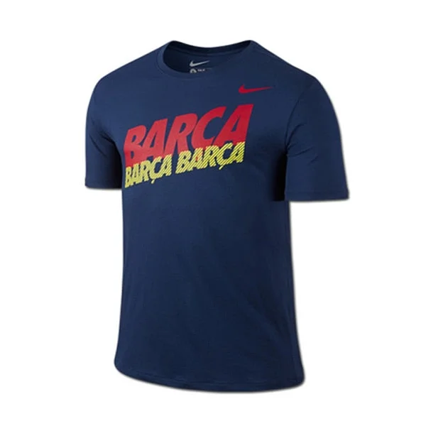 T-Shirt With Cap Sleeves-Nike Men's FC Barcelona Core Type Tee Loyal Blue