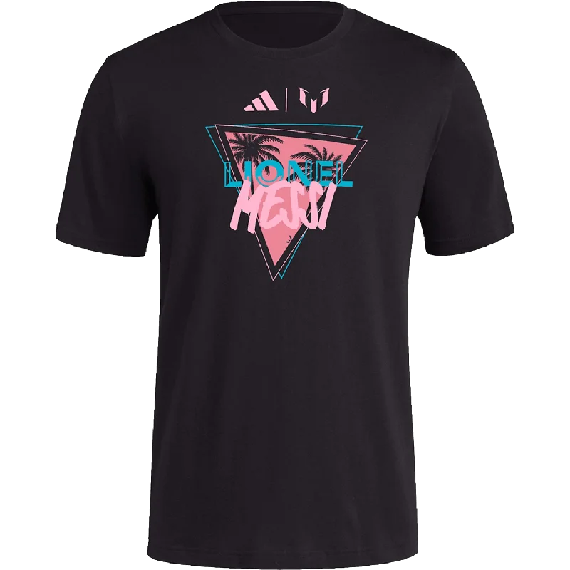 T-Shirt For Business Casual-Adidas Messi Palm Tree Miami Tee