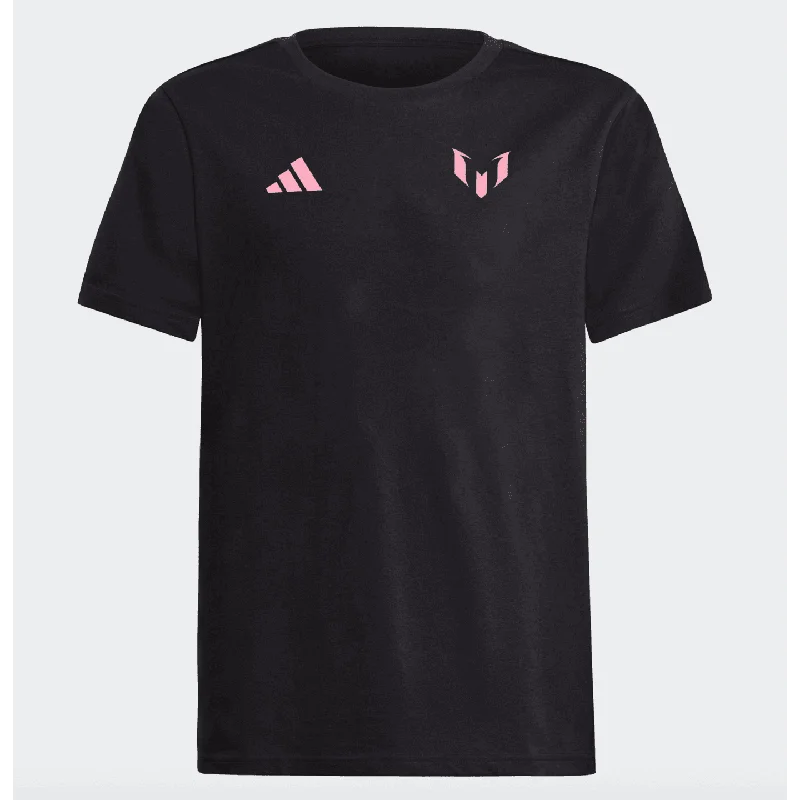 T-Shirt For Curvy Women-Adidas Messi Name & Number Miami Youth Tee