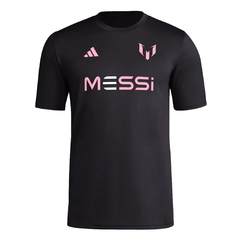 T-Shirt With Curved Hem-Adidas Messi Wordmark Tee