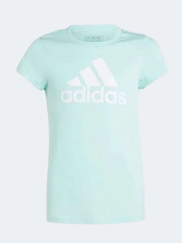 T-Shirt For Toddlers-Adidas Big Logo Kids Girls Sportswear T-Shirt Flash Aqua/White