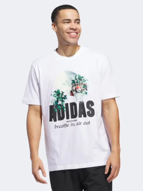 T-Shirt For Motorcycle Riders-Adidas Lil Stripe Q2 Men Basketball T-Shirt White/Black/Green