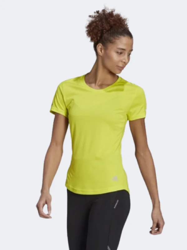 T-Shirt With Button Closure-Adidas Run It Women Running T-Shirt Acid Yellow