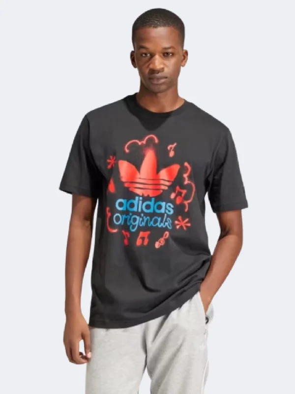 T-Shirt For Music Festivals-Adidas Training Supply Men Original T-Shirt Black/Red/Blue