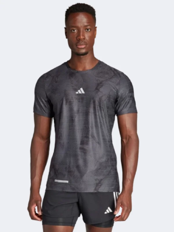 T-Shirt For Punk Rock Fashion-Adidas Ultimate Men Running T-Shirt Carbon/Black