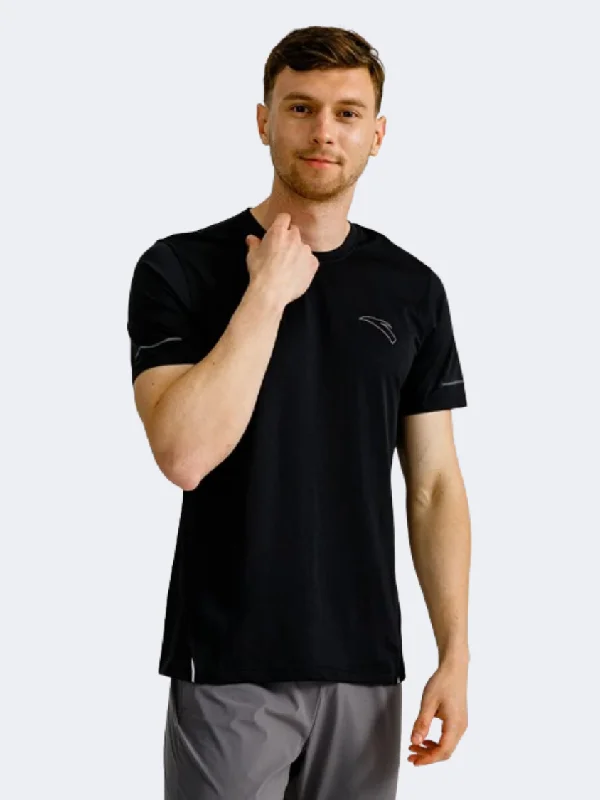 T-Shirt With Gaming Graphics-Anta Knitted Men Running T-Shirt Black