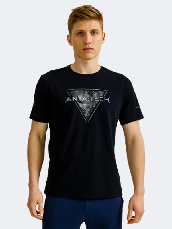 T-Shirt With Custom Logo-Anta Men Training T-Shirt Black/Grey