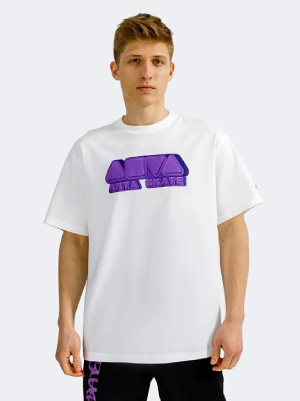 T-Shirt For Pool Parties-Anta Skate My Playground Men Lifestyle T-Shirt White/Purple