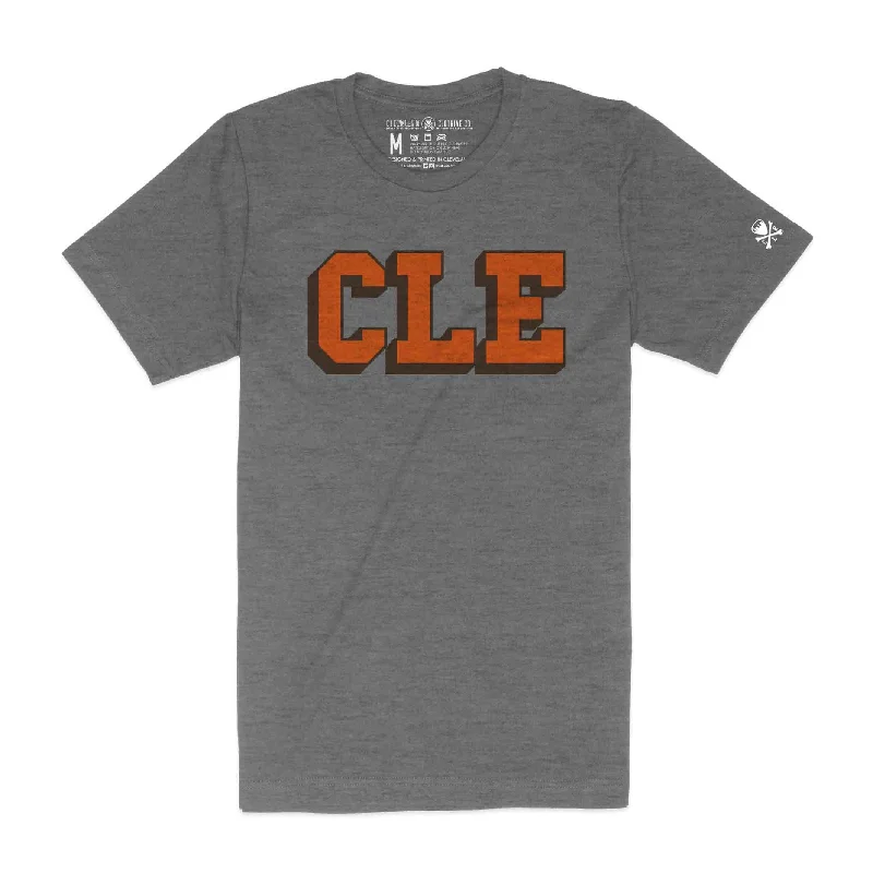 T-Shirt With Acid Wash-CLE College - Brown/Orange - Unisex Crew T-Shirt