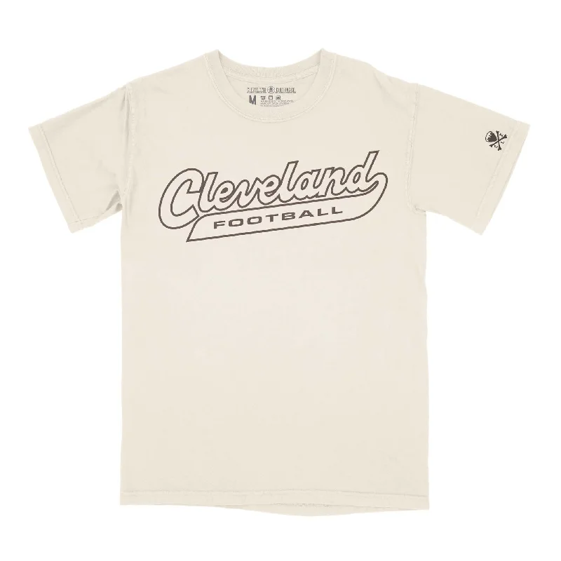 T-Shirt For Maternity-Cleveland Football Script - Unisex Crew T-shirt - Ivory