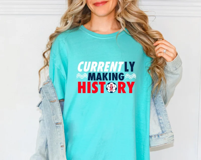 T-Shirt With Abstract Art-Currently Making History Teal Tee