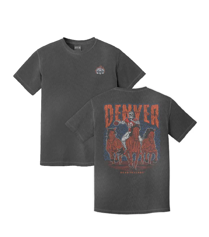 T-Shirt For Streetwear-DENVER FOOTBALL - “3 SKULL” PREMIUM T-SHIRT