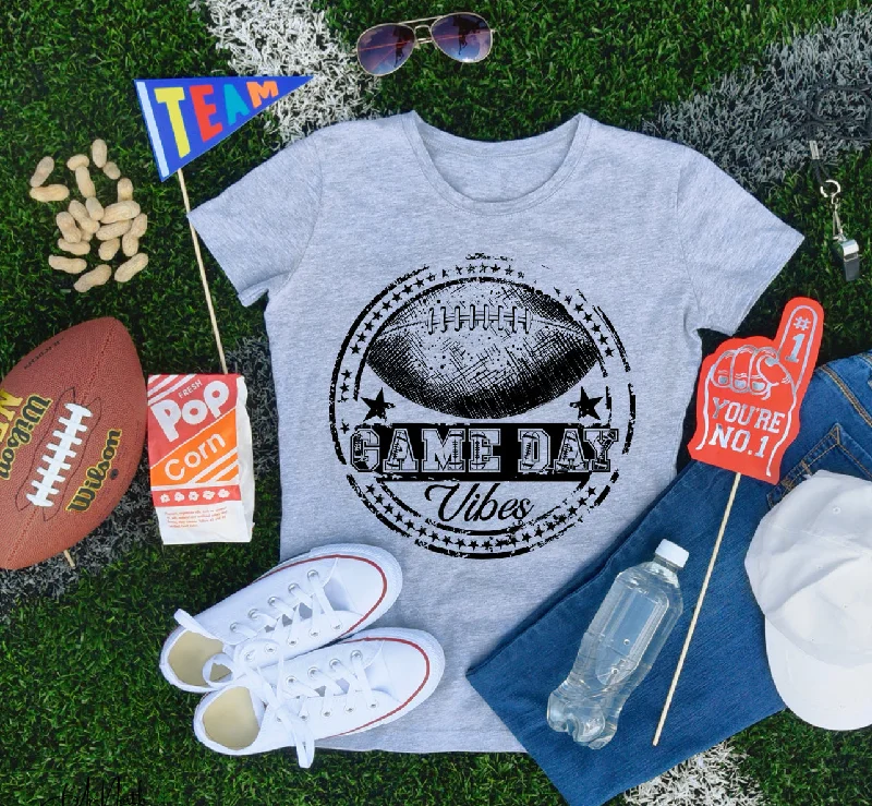 T-Shirt With Curved Hem-Football Game Day Vibes