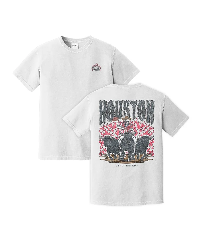 T-Shirt With Striped Pattern-HOUSTON FOOTBALL - “3 SKULL” PREMIUM T-SHIRT