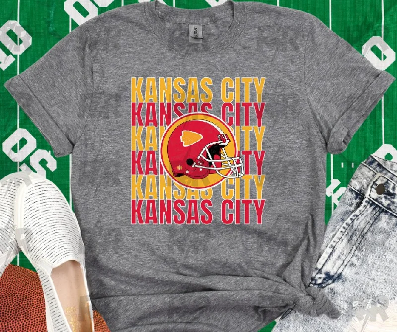 T-Shirt With Organic Cotton-Kansas City Repeat Helmet Grey Tee