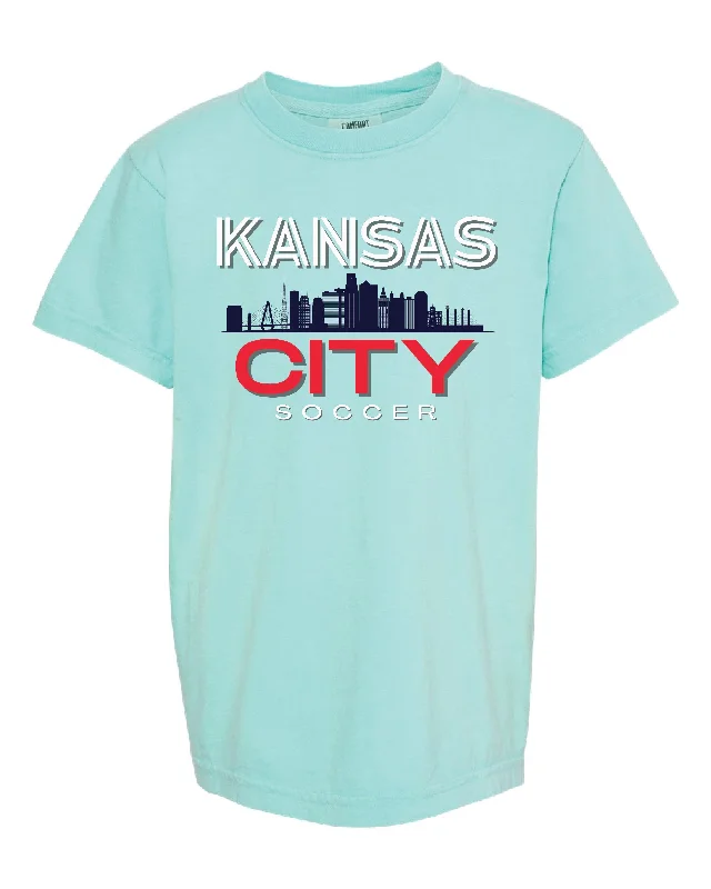 T-Shirt For Chefs-Kansas City Skyline Women's Soccer Mint Tee