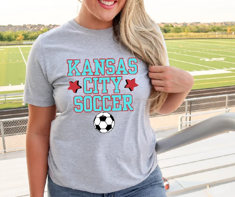 T-Shirt With Tie-Dye Design-Kansas City Soccer Ball Grey Tee