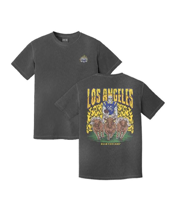 T-Shirt With Collared Design-LOS ANGELES FOOTBALL - “3 SKULL” PREMIUM T-SHIRT