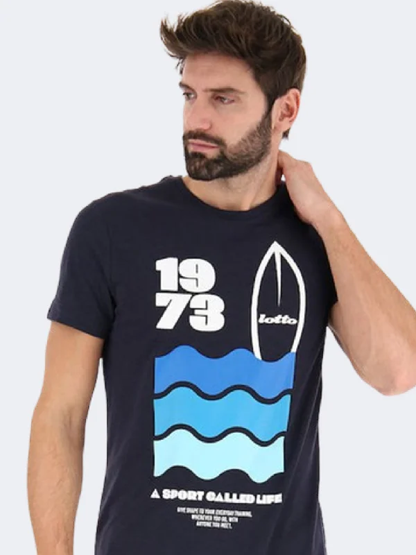 T-Shirt With Asymmetrical Cut-Lotto Beach Surf Ii Pl Men Lifestyle T-Shirt Navy Blue