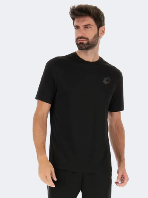 T-Shirt With Snap Buttons-Lotto Msp Ii Men Running T-Shirt Black