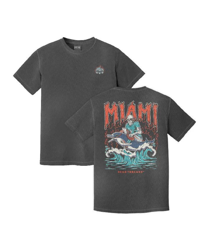 T-Shirt For Motorcycle Riders-MIAMI FOOTBALL - “3 SKULL” PREMIUM T-SHIRT