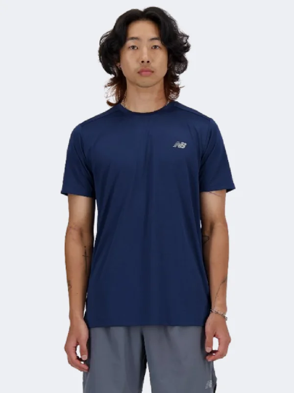 T-Shirt With Metallic Finish-New Balance Essentials Run Men Performanc T-Shirt Navy