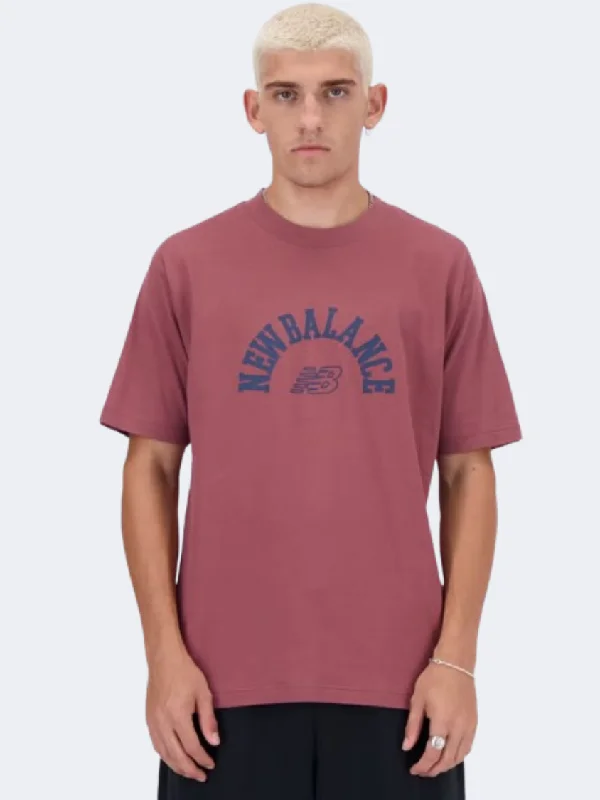 T-Shirt With Gaming Graphics-New Balance Graphic Men Lifestyle T-Shirt Washed Burgundy