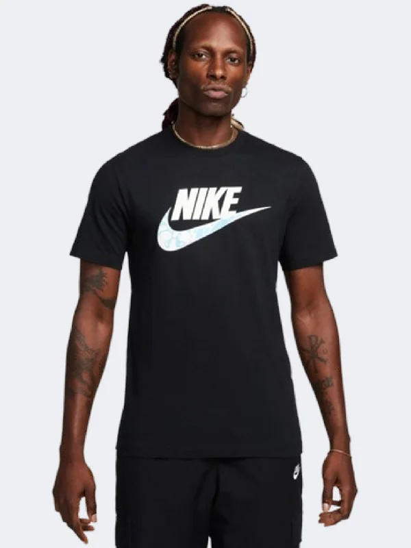 T-Shirt With Metallic Finish-Nike 12Mo Futura Men Lifestyle T-Shirt Black/White/Blue