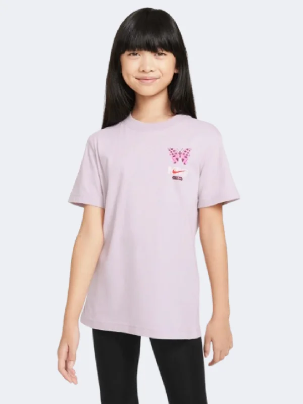 T-Shirt For Hiking-Nike Boy Max Butterfly Girls Lifestyle T-Shirt Platinum Violet