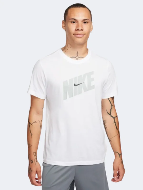 T-Shirt For Business Casual-Nike Df Novelty Men Training T-Shirt White/Grey