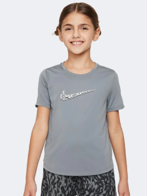 T-Shirt With Three-Quarter Sleeves-Nike One Girls Lifestyle T-Shirt Smoke Grey