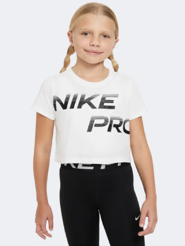 T-Shirt With Henley Neck-Nike Pro Girls Lifestyle T-Shirt White/Black