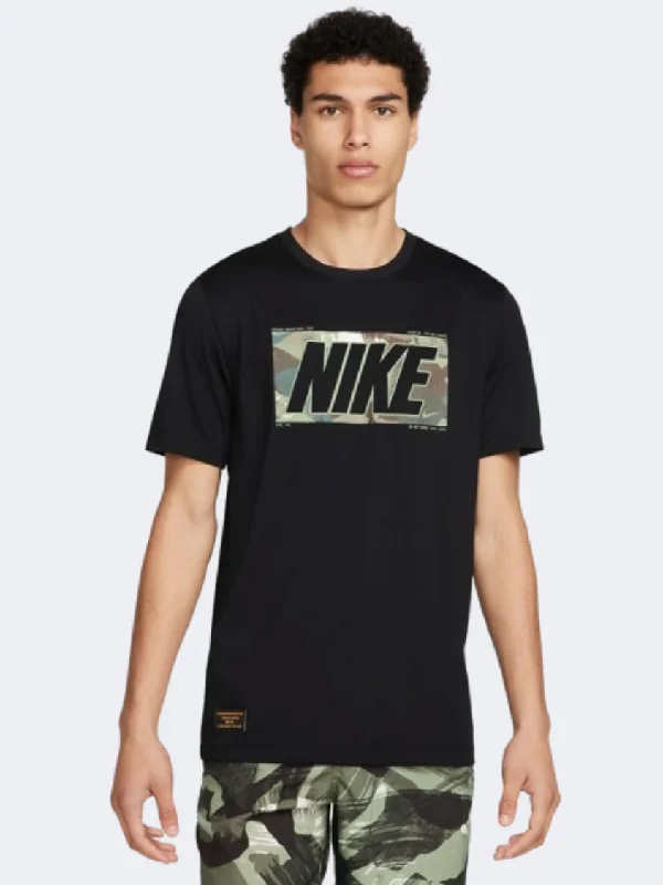 T-Shirt For Casual Wear-Nike Regulared Camo Gfx Men Training T-Shirt Black/Camo