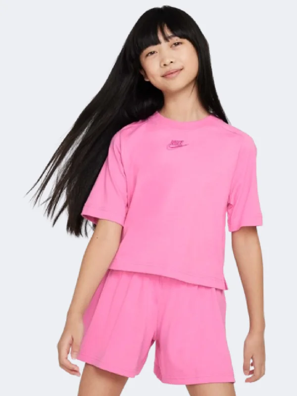 T-Shirt For Camping-Nike Sportswear Girls Lifestyle T-Shirt Pink/Fuchsia