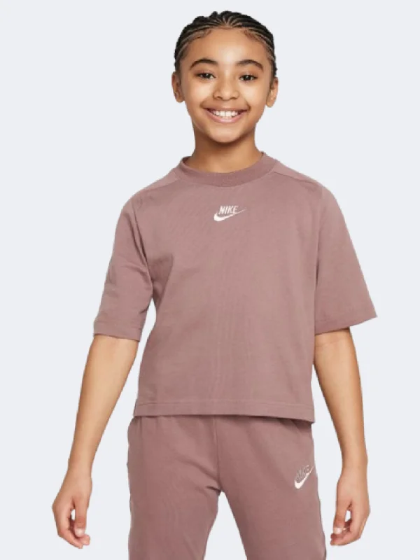 T-Shirt With Inspirational Quotes-Nike Sportswear Girls Lifestyle T-Shirt Smoky Mauve/Platinum