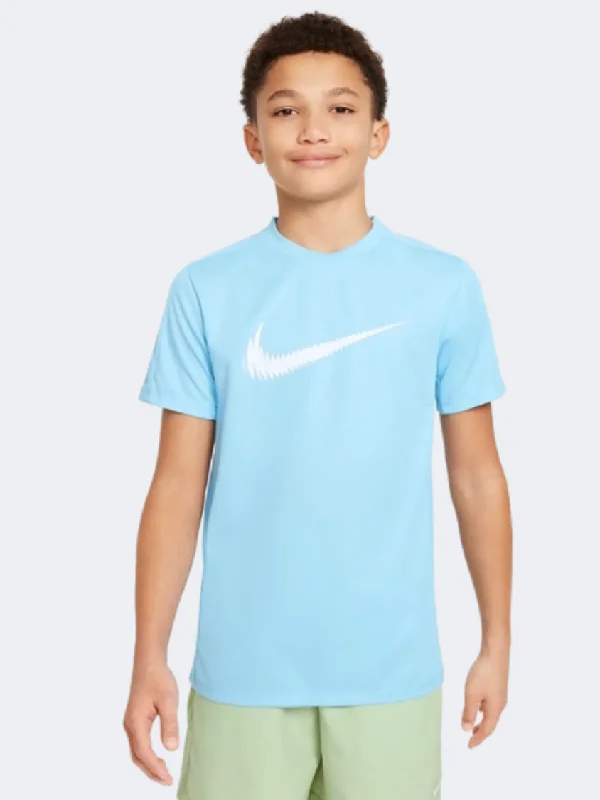 T-Shirt For Police Officers-Nike Trophy 23 Boys Lifestyle T-Shirt Aquarius Blue/White