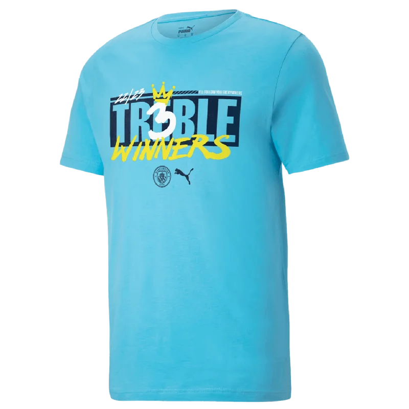 T-Shirt For Camping-Puma Manchester City 22/23 Treble Winners Youth Tee