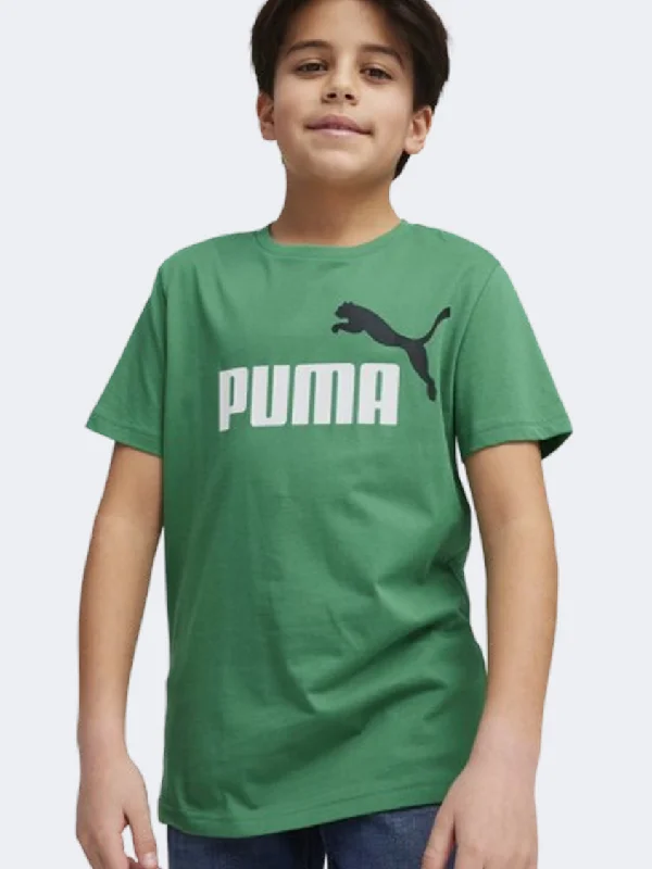 T-Shirt With V-Neck-Puma Essential Plus 2 Col Logo Boys Lifestyle T-Shirt Archive Green