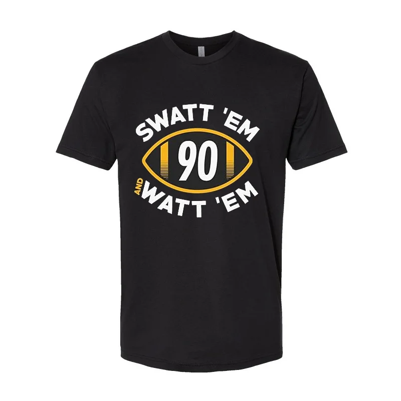 T-Shirt With Superhero Themes-Swatt 'Em and Watt 'Em T-Shirt for Pittsburgh Football Fans