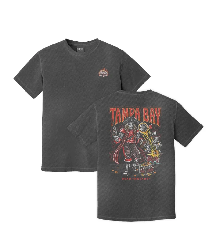 T-Shirt With Stretch Fabric-TAMPA BAY FOOTBALL - “3 SKULL” PREMIUM T-SHIRT