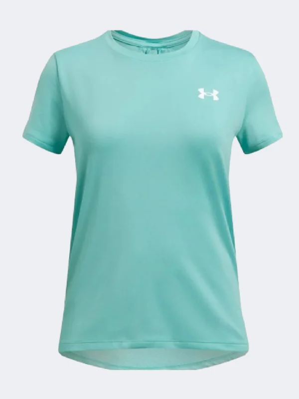 T-Shirt For Punk Rock Fashion-Under Armour Knockout Girls Training T-Shirt Turquoise/White