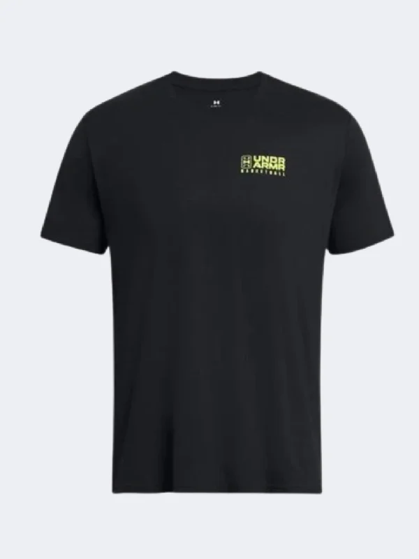 T-Shirt For Motorcycle Riders-Under Armour Logo Court Men Basketball T-Shirt Black/Yellow