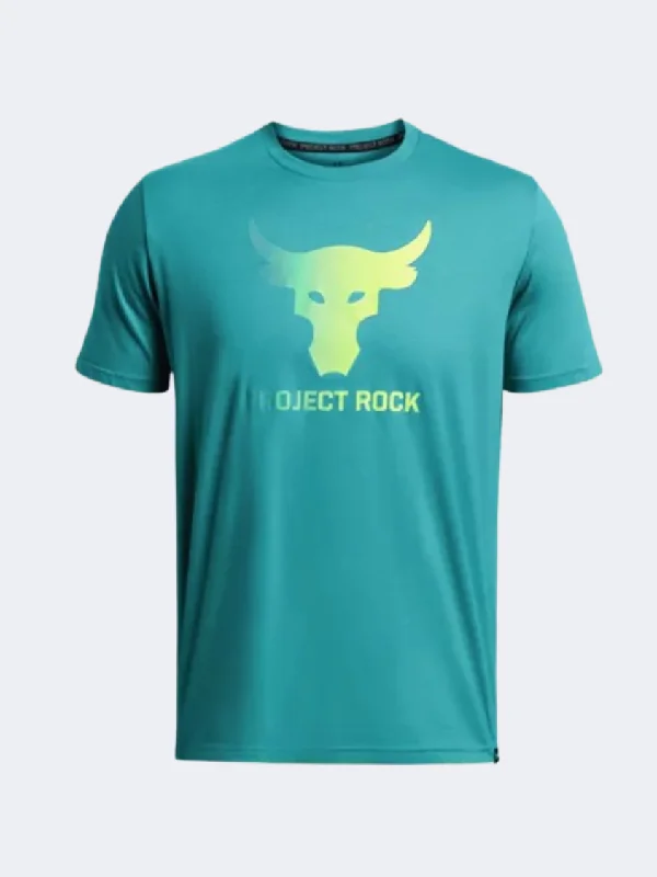 T-Shirt For Pool Parties-Under Armour Project Rock Payoff Graphic Men Training T-Shirt Turquoise/Yellow