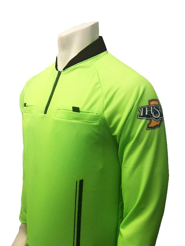 T-Shirt For Tall Women-USA901IN-FG "PERFORMANCE MESH" "IHSAA" Florescent Green Long Sleeve Soccer Shirt (3 Options Available)