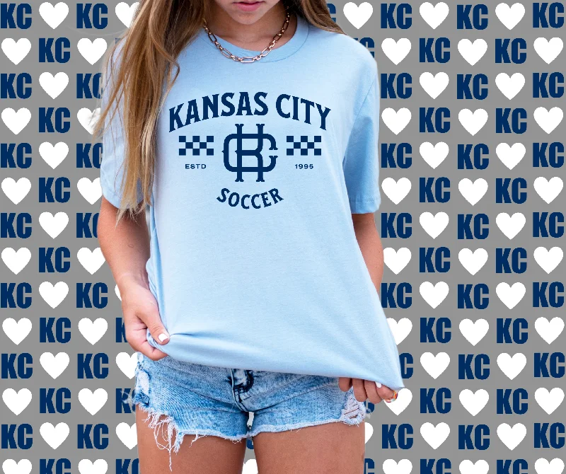 T-Shirt With Sustainable Production-Vintage Kansas City Soccer Light Blue Tee