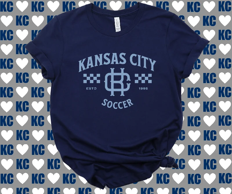 T-Shirt For Factory Workers-Vintage Kansas City Soccer Navy Tee